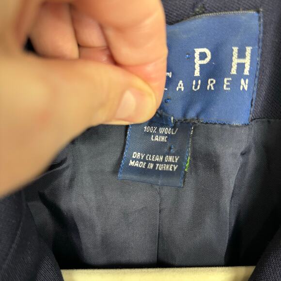 Vintage Ralph Lauren Blazer Womens 8 Navy Blue Label Wool Academia Classic READ - Picture 8 of 16